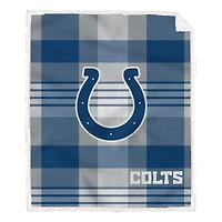Pegasus Indianapolis Colts 60" x 70" Plaid Steel Royal Plush Sherpa Blanket