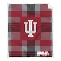 Pegasus Indiana Hoosiers 60" x 70" Plaid Steel Royal Plush Sherpa Blanket
