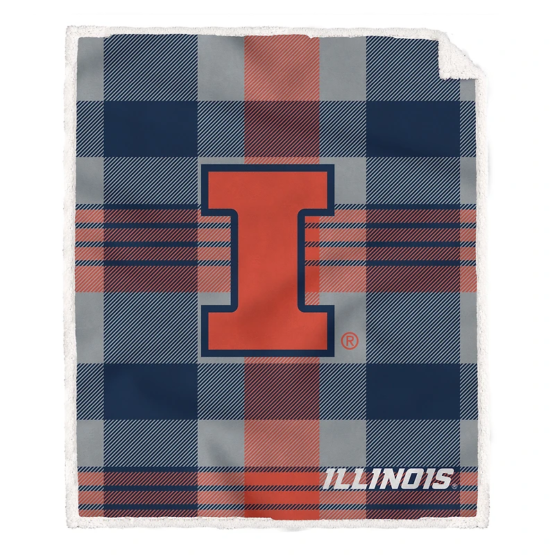 Pegasus Illinois Fighting Illini 60" x 70" Plaid Steel Royal Plush Sherpa Blanket