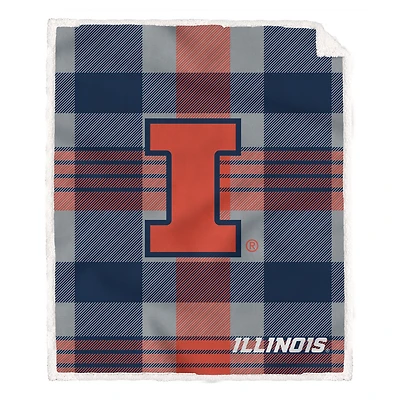 Pegasus Illinois Fighting Illini 60" x 70" Plaid Steel Royal Plush Sherpa Blanket
