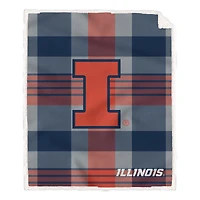 Pegasus Illinois Fighting Illini 60" x 70" Plaid Steel Royal Plush Sherpa Blanket