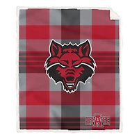 Pegasus Arkansas State Red Wolves 60" x 70" Plaid Steel Royal Plush Sherpa Blanket