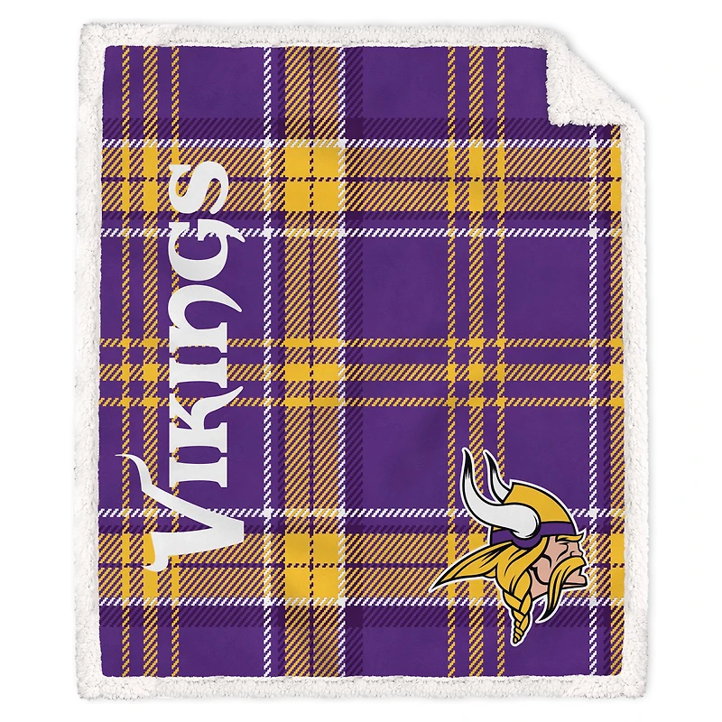 Pegasus Minnesota Vikings 50" x 60" Playmaker Plaid Ultra Cozy Sherpa Throw