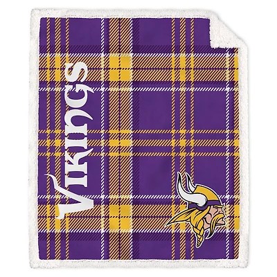 Pegasus Minnesota Vikings 50" x 60" Playmaker Plaid Ultra Cozy Sherpa Throw