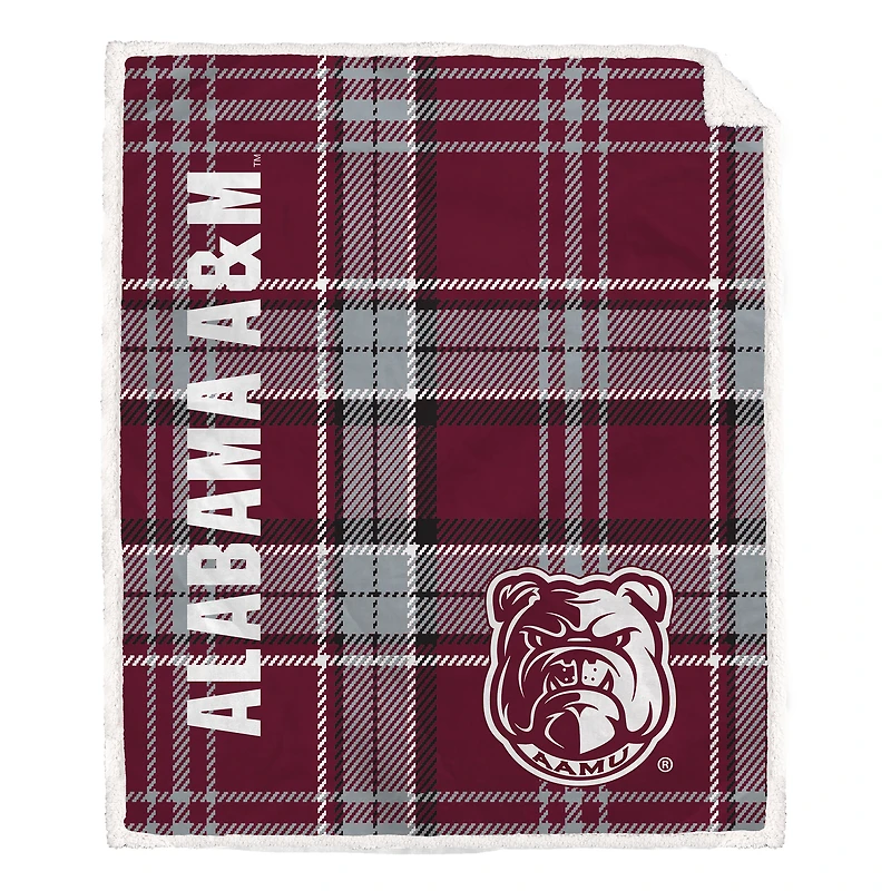 Pegasus Alabama A&M Bulldogs 50" x 60" Playmaker Plaid Ultra Cozy Sherpa Throw