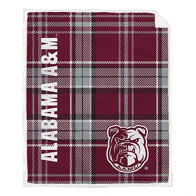 Pegasus Alabama A&M Bulldogs 50" x 60" Playmaker Plaid Ultra Cozy Sherpa Throw
