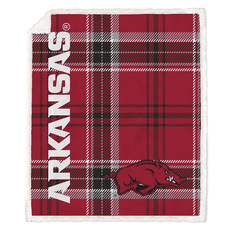 Pegasus Arkansas Razorbacks 50" x 60" Playmaker Plaid Ultra Cozy Sherpa Throw