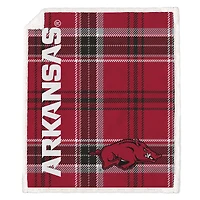 Pegasus Arkansas Razorbacks 50" x 60" Playmaker Plaid Ultra Cozy Sherpa Throw