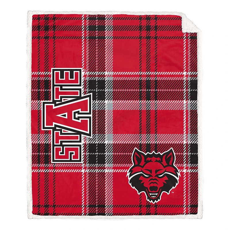 Pegasus Arkansas State Red Wolves 50" x 60" Playmaker Plaid Ultra Cozy Sherpa Throw