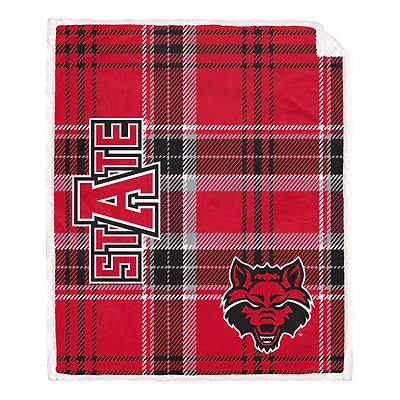 Pegasus Arkansas State Red Wolves 50" x 60" Playmaker Plaid Ultra Cozy Sherpa Throw