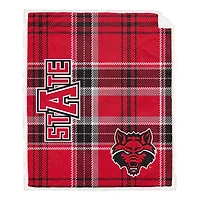 Pegasus Arkansas State Red Wolves 50" x 60" Playmaker Plaid Ultra Cozy Sherpa Throw
