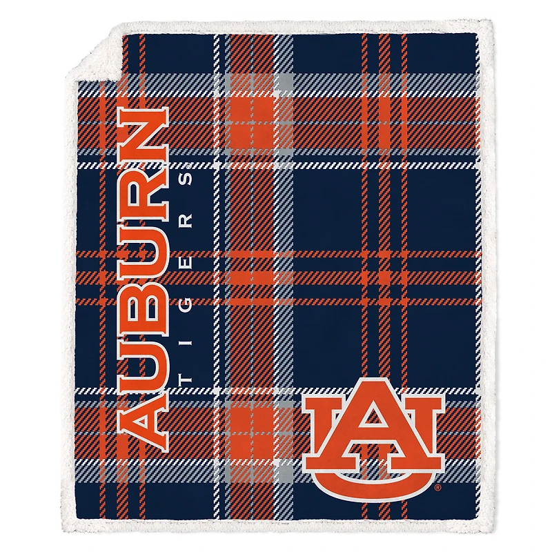 Pegasus Auburn Tigers 50" x 60" Playmaker Plaid Ultra Cozy Sherpa Throw