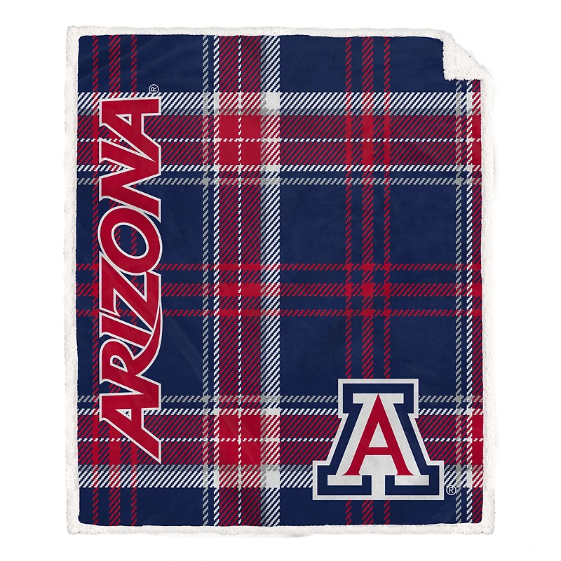 Pegasus Arizona Wildcats 50" x 60" Playmaker Plaid Ultra Cozy Sherpa Throw