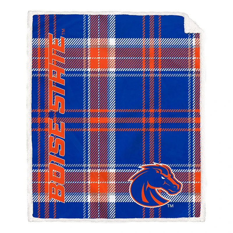 Pegasus Boise State Broncos 50" x 60" Playmaker Plaid Ultra Cozy Sherpa Throw