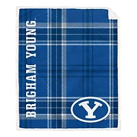 Pegasus BYU Cougars 50" x 60" Playmaker Plaid Ultra Cozy Sherpa Throw