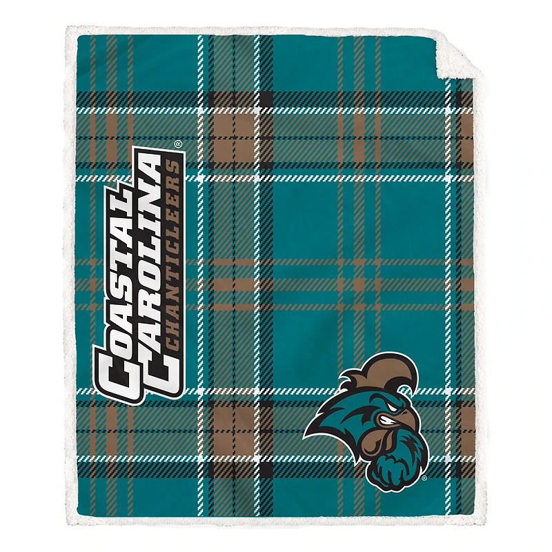Pegasus Coastal Carolina Chanticleers 50" x 60" Playmaker Plaid Ultra Cozy Sherpa Throw