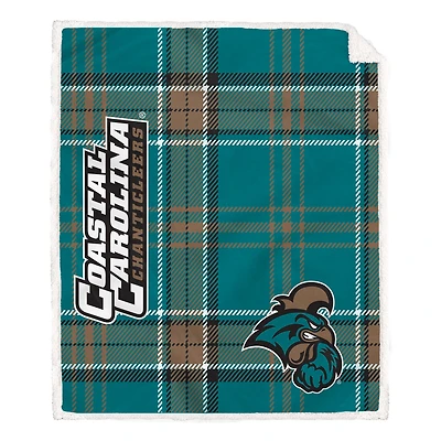 Pegasus Coastal Carolina Chanticleers 50" x 60" Playmaker Plaid Ultra Cozy Sherpa Throw