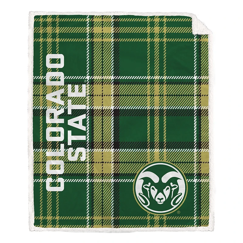 Pegasus Colorado State Rams 50" x 60" Playmaker Plaid Ultra Cozy Sherpa Throw