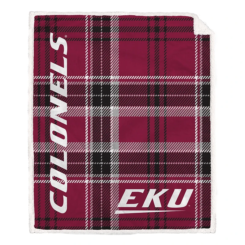 Pegasus Eastern Kentucky Colonels 50" x 60" Playmaker Plaid Ultra Cozy Sherpa Throw