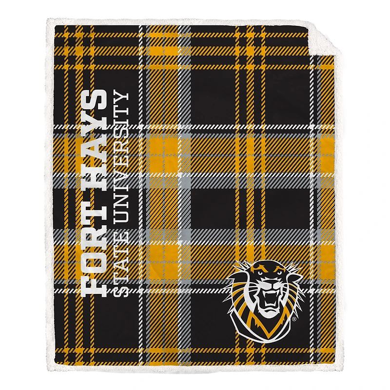 Pegasus Fort Hays State Tigers 50" x 60" Playmaker Plaid Ultra Cozy Sherpa Throw