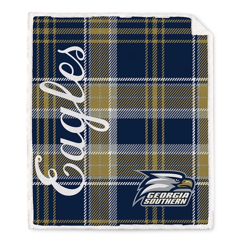 Pegasus Georgia Southern Eagles 50" x 60" Playmaker Plaid Ultra Cozy Sherpa Throw
