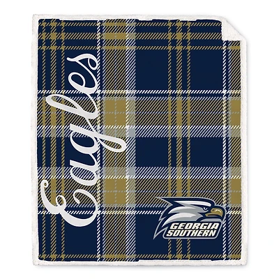 Pegasus Georgia Southern Eagles 50" x 60" Playmaker Plaid Ultra Cozy Sherpa Throw
