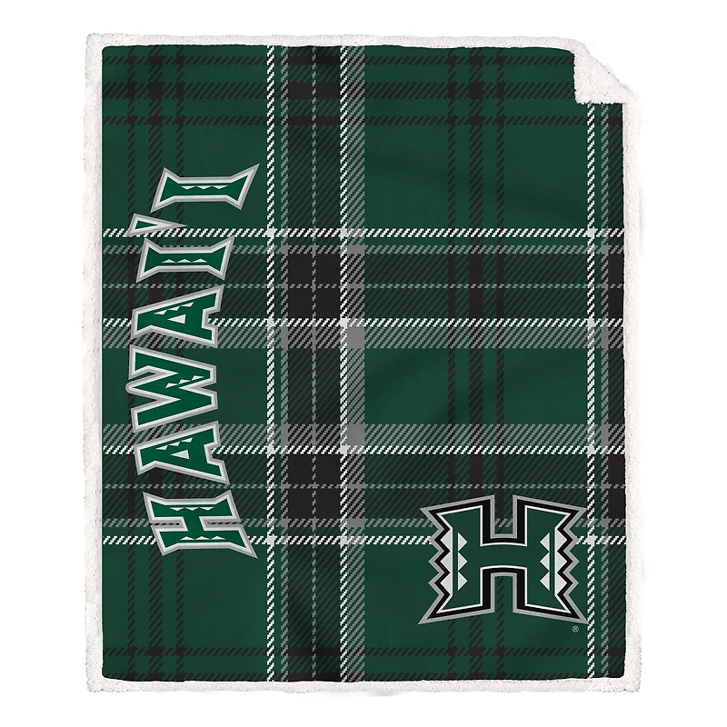 Pegasus Hawaii Rainbow Warriors 50" x 60" Playmaker Plaid Ultra Cozy Sherpa Throw