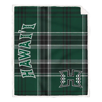 Pegasus Hawaii Rainbow Warriors 50" x 60" Playmaker Plaid Ultra Cozy Sherpa Throw