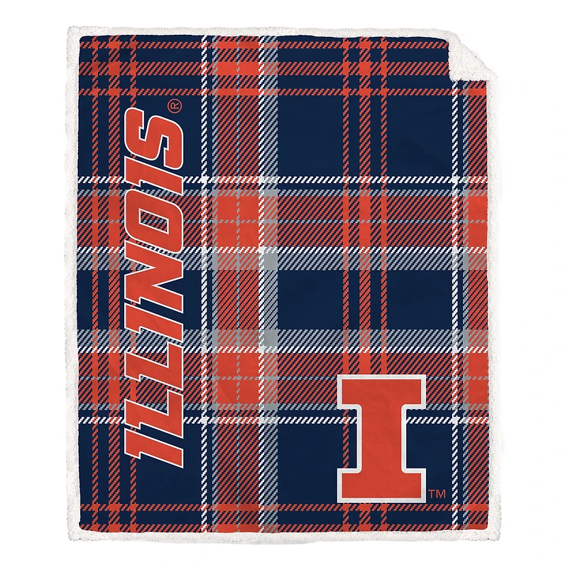 Pegasus Illinois Fighting Illini 50" x 60" Playmaker Plaid Ultra Cozy Sherpa Throw