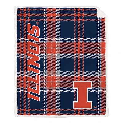 Pegasus Illinois Fighting Illini 50" x 60" Playmaker Plaid Ultra Cozy Sherpa Throw