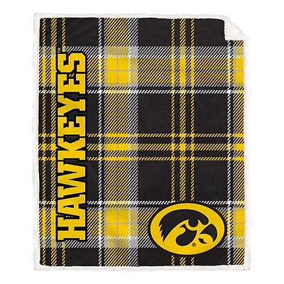 Pegasus Iowa Hawkeyes 50" x 60" Playmaker Plaid Ultra Cozy Sherpa Throw