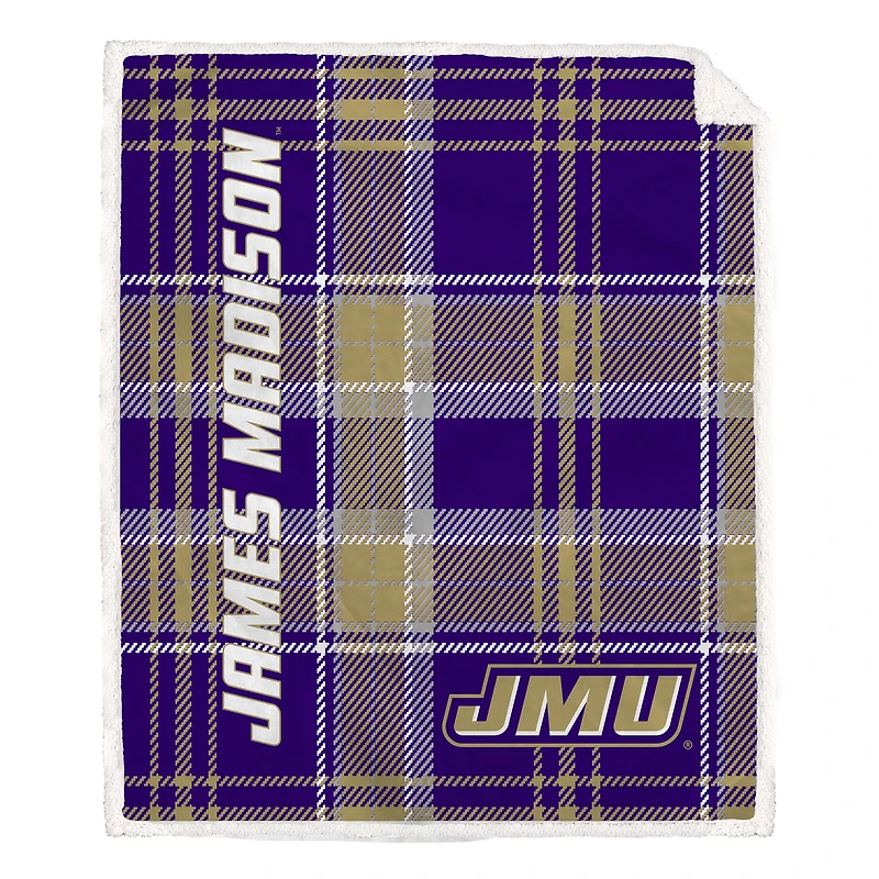 Pegasus James Madison Dukes 50" x 60" Playmaker Plaid Ultra Cozy Sherpa Throw