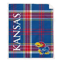 Pegasus Kansas Jayhawks 50" x 60" Playmaker Plaid Ultra Cozy Sherpa Throw
