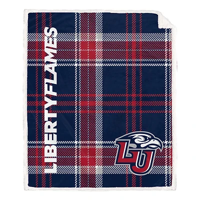 Pegasus Liberty Flames 50" x 60" Playmaker Plaid Ultra Cozy Sherpa Throw