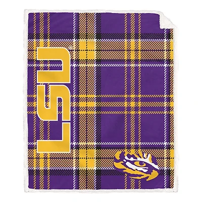 Pegasus LSU Tigers 50" x 60" Playmaker Plaid Ultra Cozy Sherpa Throw