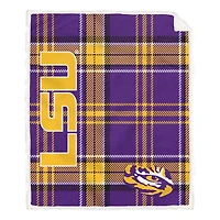 Pegasus LSU Tigers 50" x 60" Playmaker Plaid Ultra Cozy Sherpa Throw