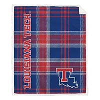 Pegasus Louisiana Tech Bulldogs 50" x 60" Playmaker Plaid Ultra Cozy Sherpa Throw