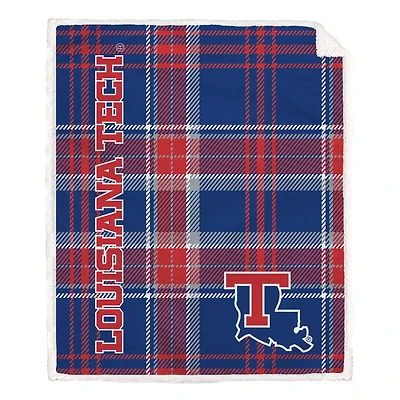 Pegasus Louisiana Tech Bulldogs 50" x 60" Playmaker Plaid Ultra Cozy Sherpa Throw