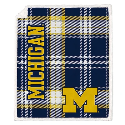 Pegasus Michigan Wolverines 50" x 60" Playmaker Plaid Ultra Cozy Sherpa Throw
