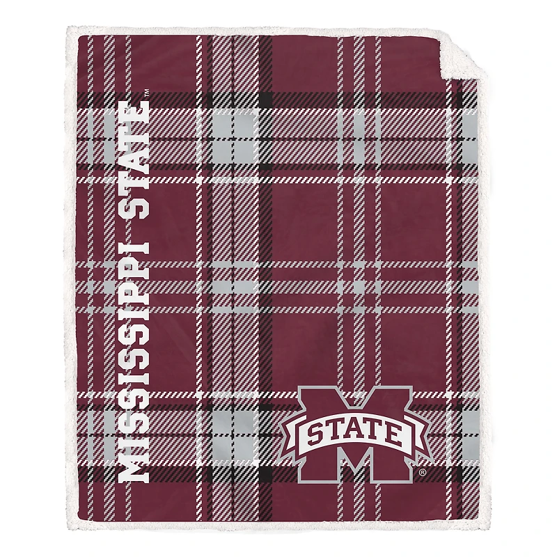 Pegasus Mississippi State Bulldogs 50" x 60" Playmaker Plaid Ultra Cozy Sherpa Throw