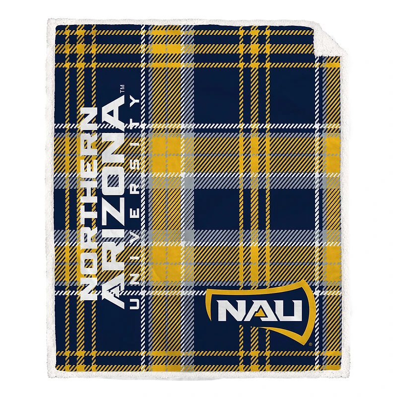 Pegasus Northern Arizona Lumberjacks 50" x 60" Playmaker Plaid Ultra Cozy Sherpa Throw