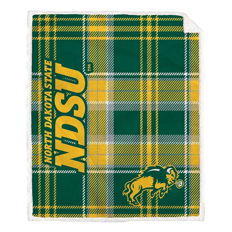 Pegasus NDSU Bison 50" x 60" Playmaker Plaid Ultra Cozy Sherpa Throw