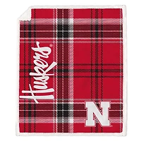 Pegasus Nebraska Huskers 50" x 60" Playmaker Plaid Ultra Cozy Sherpa Throw