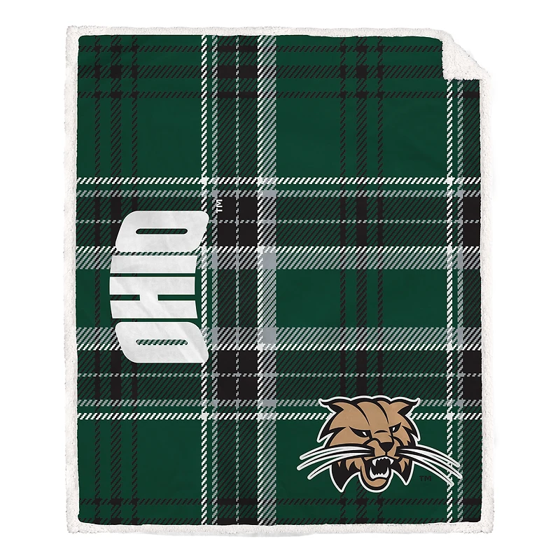Pegasus Ohio Bobcats 50" x 60" Playmaker Plaid Ultra Cozy Sherpa Throw
