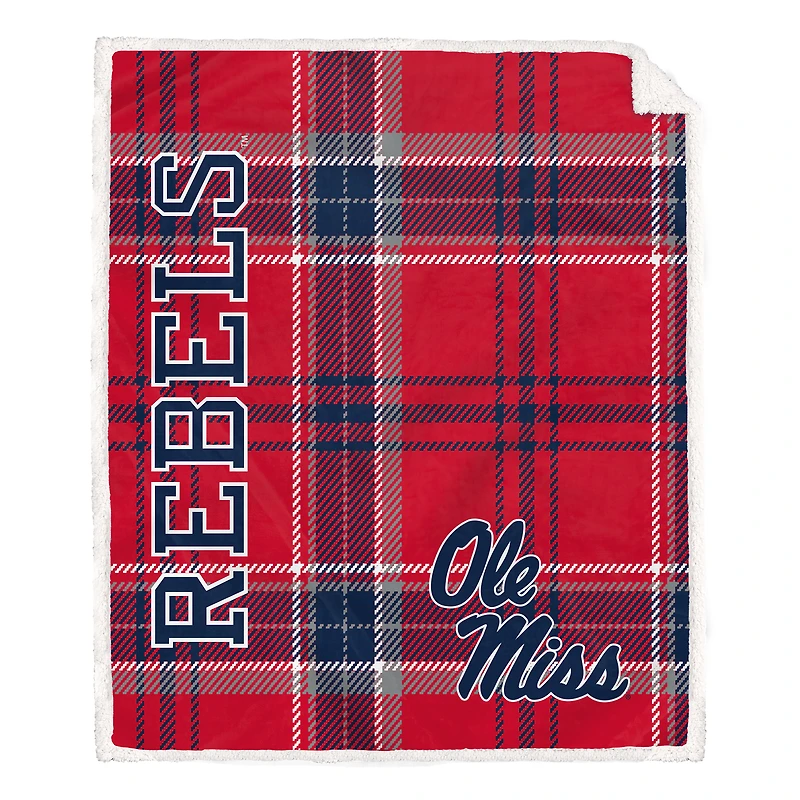 Pegasus Ole Miss Rebels 50" x 60" Playmaker Plaid Ultra Cozy Sherpa Throw