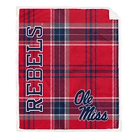 Pegasus Ole Miss Rebels 50" x 60" Playmaker Plaid Ultra Cozy Sherpa Throw