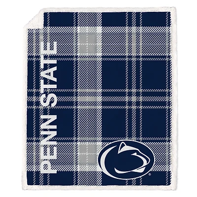 Pegasus Penn State Nittany Lions 50" x 60" Playmaker Plaid Ultra Cozy Sherpa Throw