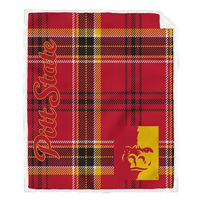 Pegasus Pittsburg State Gorillas 50" x 60" Playmaker Plaid Ultra Cozy Sherpa Throw