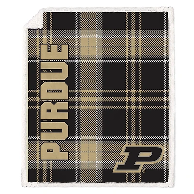 Pegasus Purdue Boilermakers 50" x 60" Playmaker Plaid Ultra Cozy Sherpa Throw