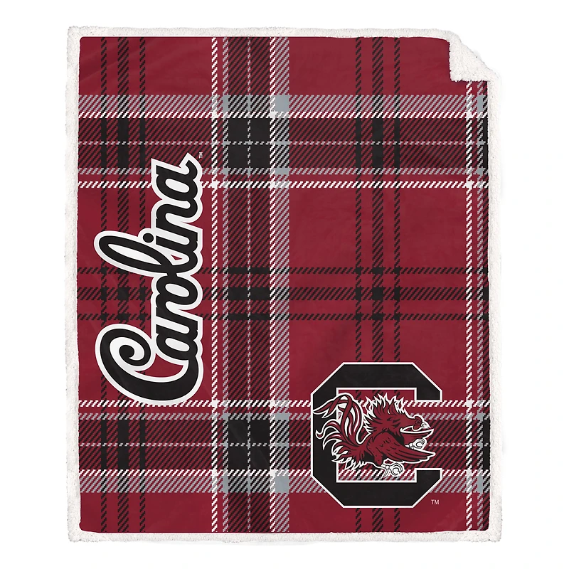 Pegasus South Carolina Gamecocks 50" x 60" Playmaker Plaid Ultra Cozy Sherpa Throw